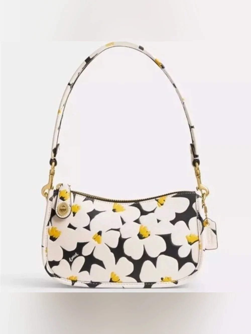 NWT! COACH CHALK DAISY FLORAL SWINGER 20 BAG